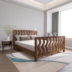 Renazzo Mobilya Siena Model Ceviz Renk Çam Ahşap Karyola Ve İki Komodin Set