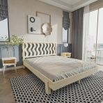 Renazzo Mobilya Siena New Model Vernikli Çam Ahşap Karyola Bej