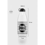 Renga Milky Desenli 1000 ml Cam Şişe 182058 Siyah - 1 lt