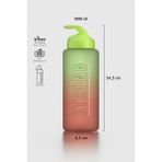 Renga Moly Çift Renk Yazı Desenli 1000 ml Pipetli Mat Tritan Matara 912117 Yeşil-Turuncu - Yeşil - Turuncu