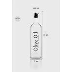 Renga Oslo Yazı Desenli 1000 ml Siyah Kapaklı Cam Yağlık 152064 - 1 lt