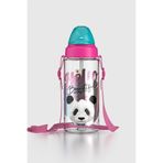 Renga Sonic Air Panda Desenli 500 ml Askılı Pipetli Tritan Çocuk Matara 912059 Pembe-Mint