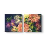 Rengarenk Gerbera Çiçekleri Tablosu 103 x 50-2 Parçalı