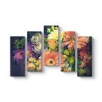 Rengarenk Gerbera Çiçekleri Tablosu 112 x 72-5 Parçalı