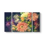 Rengarenk Gerbera Çiçekleri Tablosu 126 x 70-3 Parçalı