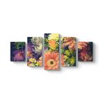 Rengarenk Gerbera Çiçekleri Tablosu 127 x 56-5 Parçalı