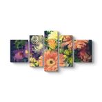 Rengarenk Gerbera Çiçekleri Tablosu 182 x 90-5 Parçalı