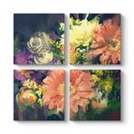 Rengarenk Gerbera Çiçekleri Tablosu 83 x 83-4 Parçalı