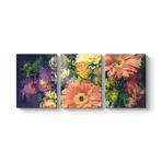 Rengarenk Gerbera Çiçekleri Tablosu 96 x 40-3 Parçalı