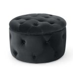 RENGEV Duru Oval Puf Sandıklı Siyah