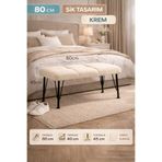 RENGİBİZ 80x40 Krem Bench Puf Oturma Bankı Metal Ayaklı Giriş Holü Yatak Ucu Puf Modern Dekoratif Bench