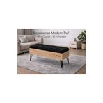RENGİBİZ Depolamalı Modern Puf 80x40 cm | Kapitoneli Oturma Bankı, Sandıklı Bench, Metal Ayaklı Şık Tasarım