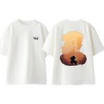 Rengoku Kyojuro Tasarım Sırt Baskılı Pamuk Beyaz Oversize T-Shirt