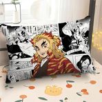 Rengoku Kyoujurou Anime Yastık Kılıfı Çift Taraflı Karikatür Baskılı Minder Örtüsü Dikdörtgen Kanepe Yastık Kılıfı Atma Yastık Kılıfı 60 x 40 cm