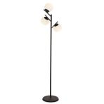 Renji 3lü Siyah Boyalı Beyaz Camlı Modern Tasarım Metal Lambader