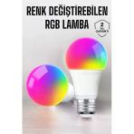 Renk Değiştirebilen Rgb Işıklı Led Ampul A+Enerji 15 Watt Led Işık Mir03291445