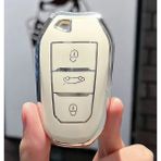 Renk Store Peugeot 2008 3008 4008 5008 308 408 508 C1 C2 C4 C6 C3-Xr Citroen Ds5 Beyaz Silikon Kılıf Anahtarlık