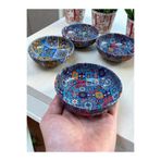 RENK YAPI RÜYASI 4 ADET ETNİK DESENLİ METAL KASE ÇEREZ KASESİ ÇAP 10CM YÜKSEKLİK 3CM HEDİYELİK KASE