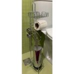 RENK YAPI RÜYASI Metal Gri Wc Paslanmaz Yedekli Tuvalet Ayaklı Tuvalet Kağıtlığı Wc Banyo Tuvalet + Wc Fırçalı Set