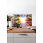 Renklerin Patlaması Cam Kesme Tahtası, Silikon Ayaklı Isıya Kırılmaya Dayanıklı Sunum Kesim Tablası - 23 x 35 cm