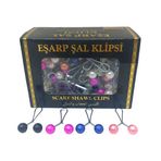 Renkli 100 Parça Eşarp Başörtü - Şal Klipsi (4604)