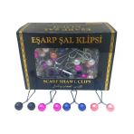 Renkli 100 Parça Eşarp Başörtü - Şal Klipsi (5433)