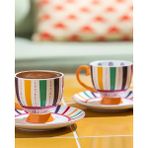 Renkli 2'li Bone China Kahve Fincan Takımı, 100 Ml, Şık Tasarım - Seçenek 1
