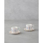 Renkli 4'lü Porselen Kahve Fincan Takımı, 80 Ml, Ekru, 2 Kişilik Set - Seçenek 1
