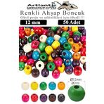 Renkli Ahşap Boncuk 12Mm 50 Li 1 Paket Renkli Ahşap Boyalı Yuvarlak Doğal Boncuklar Saç Takı Tasarım Ektinlik Kreş Okul