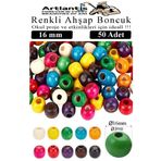 Renkli Ahşap Boncuk 16Mm 50 Li 1 Paket Renkli Ahşap Boyalı Yuvarlak Doğal Boncuklar Saç Takı Tasarım Ektinlik Kreş Okul