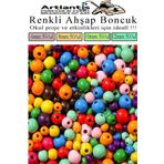 Renkli Ahşap Boncuk 200 lü 1 Paket Renkli Ahşap Boyalı Yuvarlak Doğal Boncuklar Saç Takı Tasarım Etkinlik Kreş