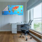 Renkli Atlas Dünya Haritası Manyetik Yapıştırıcı Gerektirmeyen Duvar Stickerı 118 CM * 56 CM (3791)