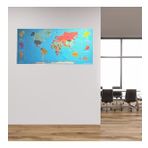 Renkli Atlas Dünya Haritası Manyetik Yapıştırıcı Gerektirmeyen Duvar Stickerı 118 CM * 56 CM