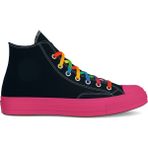 Renkli Bağcık Detaylı Siyah Pembe Taban Kız Çocuk Spor Ayakkabı Sneakers