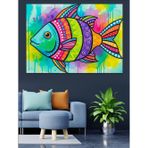 Renkli Balık Pop Art Dekoratif Kanvas - Mdf Ahşap Tablo
