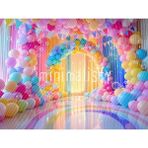 Renkli Balonlar ve Pastel Tonlarıyla Canlandırılmış Arka Plan, 200X150CM, Stüdyo Fonu