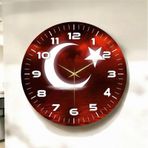 Renkli Baskı Türk Bayrak Desenli Sayılı Yılbaşı Hediyelik Ahşap Sessiz Tablo Duvar Saati D376 Çok Renkli