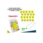 Renkli Bijon Kapagi Plastik Fosfor Sari Renk Altigen 17 Mm Bijon Uyumlu 20 Adet -