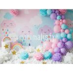 Renkli Bulutlar ve Gökkuşağı: Pastel Renklerle Dolu 200X150CM Arka Plan Stüdyo Fonu