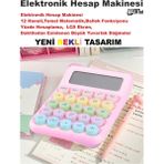 Renkli Büyük Düğmeli 14 Haneli Elektronik Hesap Makinesi, Temel Matematik ve Yüzde Hesap - Seçenek 1 - Cappuccino