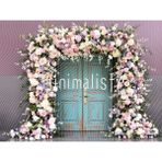 Renkli Çiçeklerle Donatılmış Kapı Arka Plan - 200X150CM, Stüdyo Fonu