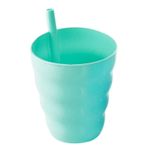 Renkli Dekoratif Pipetli Bardaklar 300ml Şık Tombul Temalı Bardak Cute Meyve Suyu Jar Kavanoz Bardağı Plastik Seçmeli Sevimli BPA FREE (Turkuaz)