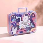 Renkli Desenli Beslenme Kutusu - 700 Ml 3 Bölmeli Taşıma Kulplu Çocuk Beslenme Kabı Pp (Pembe)