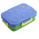 Renkli Desenli Beslenme Kutusu - 830 ml 3 Bölmeli Çocuk Beslenme Kabı PP (Mavi)