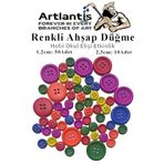 Renkli Dugme Ahsap 60 Adet 1 Paket Okul Kres Sanat Etkinlik Anasinifi 1,2Cm 50 Adet 2,5Cm 10 Adet