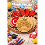 Renkli Dükkan2 MİNİK MEZUN AHŞAP MADALYA 30 ADET 8x8cm