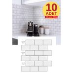 Renkli Duvarlar 10 Adet 30×30cm Beyaz Tuğla Epoksi 3D Yapışkanlı Duvar Kaplama Paneli Kağıdı Mutfak Banyo Salon Ofis