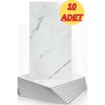 Renkli Duvarlar 10 Adet 30X60 cm Parlak Yapışkanlı Duvar,banyo,tezgah arası kaplama Duvar Paneli Kağıdı cf-1035 - 30 x 60 cm - Beyaz