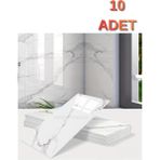 Renkli Duvarlar 10 Adet 30X60 cm Yapışkanlı Mermer Desenli Köpük Banyo,tezgah Arası Duvar Paneli Kağıdı CF-1035 - 30 x 60 cm - Beyaz