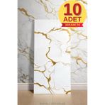 Renkli Duvarlar 10 Adet 30X60cm Gold Mermer Desen Yapışkanlı Köpük Duvar Paneli Kağıdı banyo,tezgah arasıTX-077